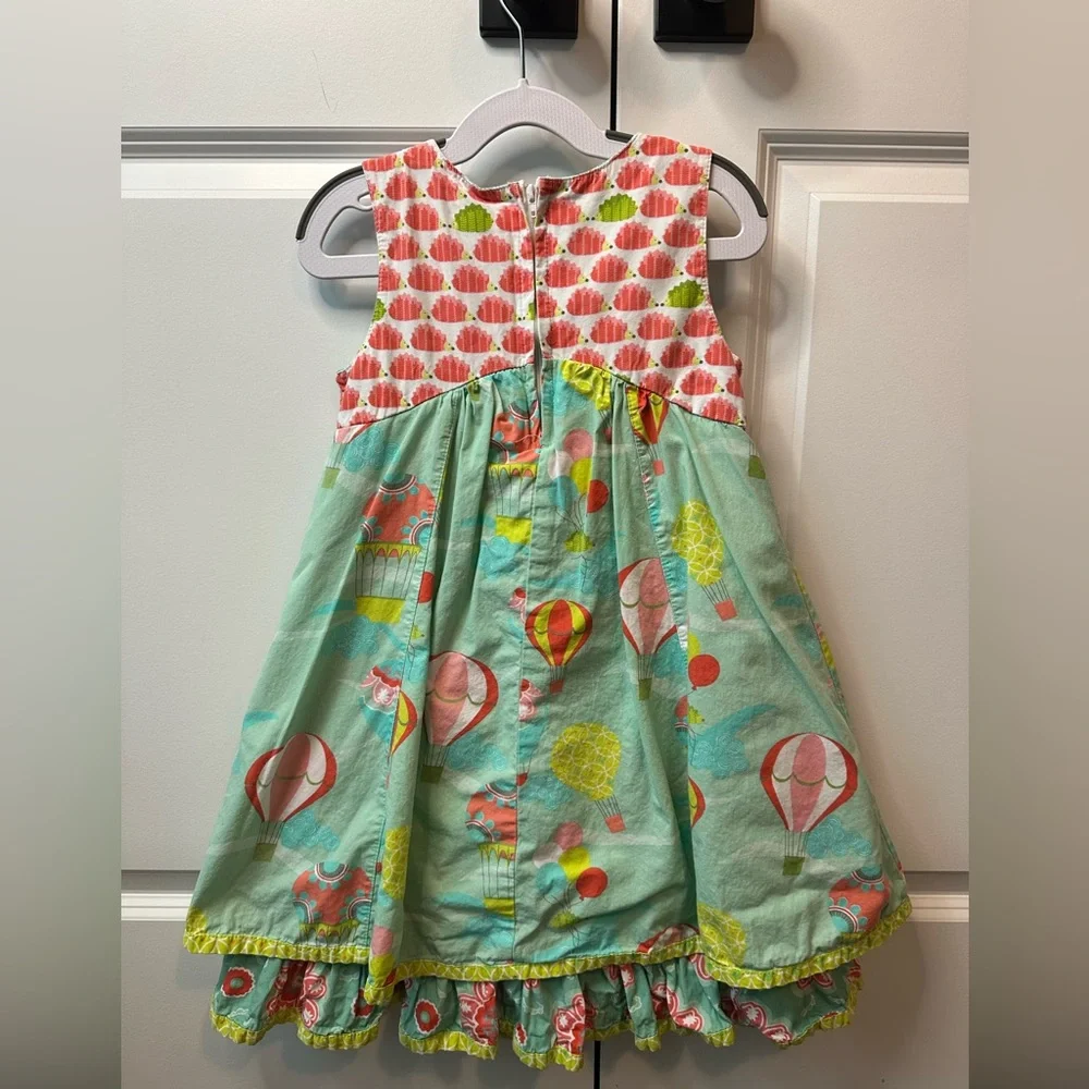 Jelly the Pug Up Up Away Caroline Dress Sleeveless Tiered Ruffle Cotton (Size 6)